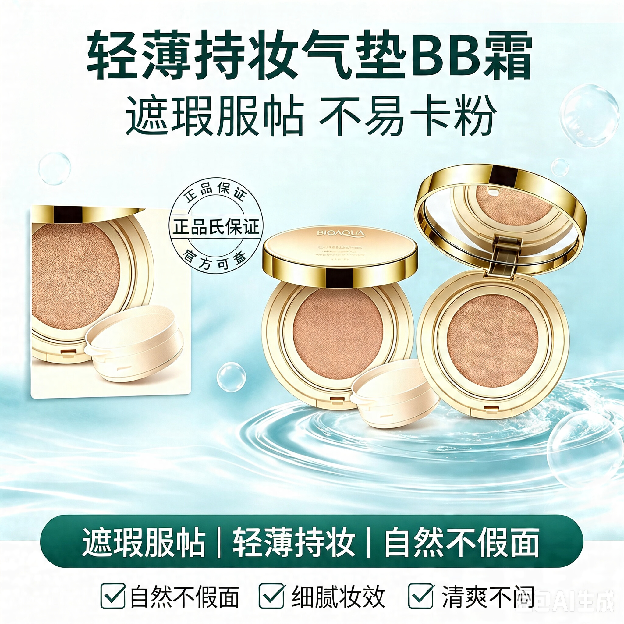 正品泊泉雅气垫bb霜粉底液保湿防水遮瑕裸妆强清爽持久cc正品旗舰