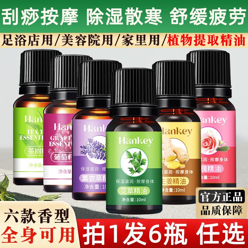 正品艾草玫瑰按摩精油美容院家用足部面部全身身体推拿开背刮痧通