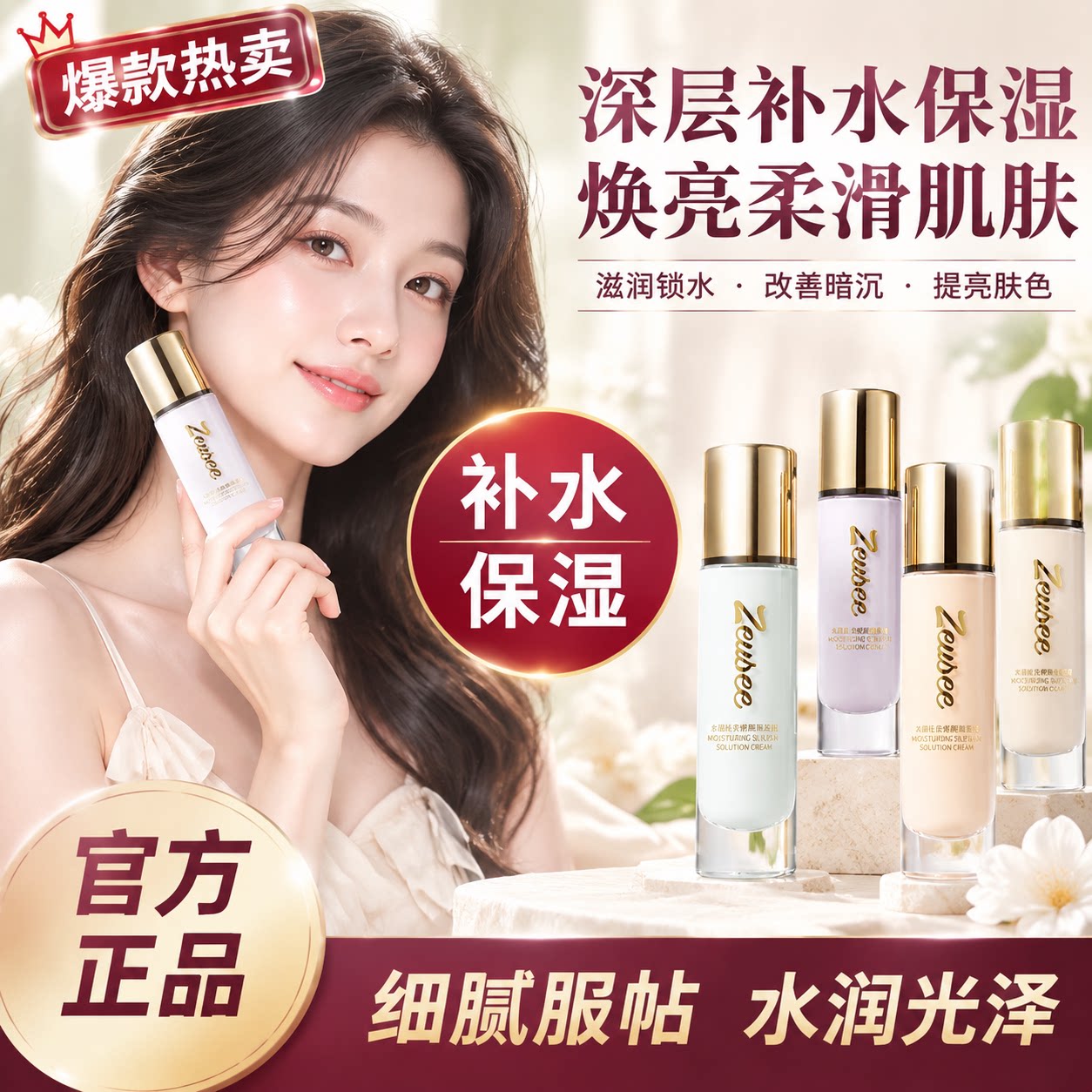 正品水润粉底液防水汗隔离遮瑕控油保湿持久不脱妆BB霜女彩妆套盒