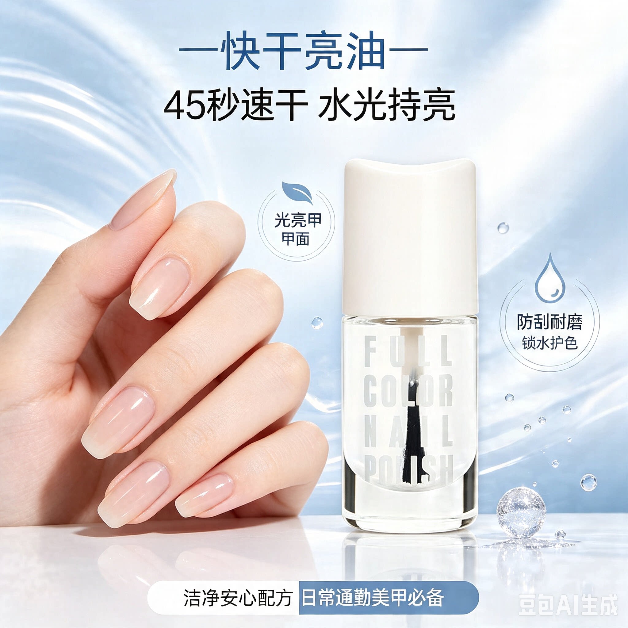 正品指甲油免烤亮油底油速干可持久磨砂防水封层快干美甲透明指甲