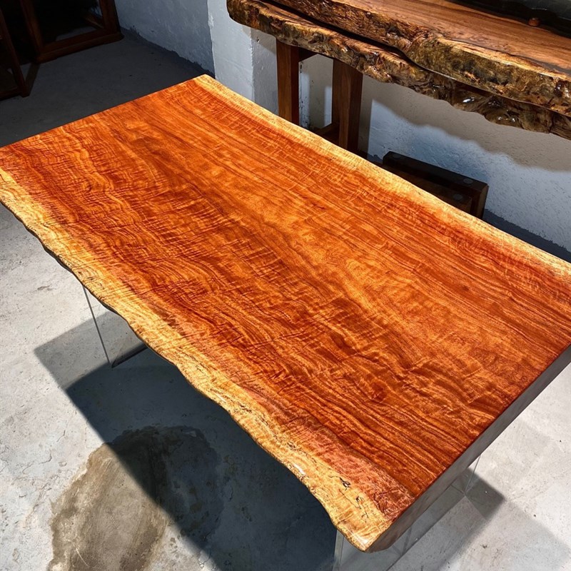 刚果花梨木大板129*70*7.5原木水波纹花梨木大板自然边茶桌书桌