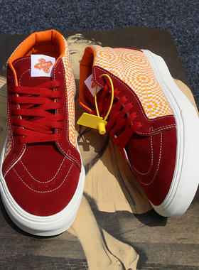 救命~也太好看了吧!秋冬红橙色sk8mid鸳鸯中筒板鞋男鞋帆布鞋男