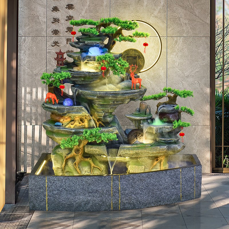 庭院阳台假山流水鱼池摆件办公室喷泉循环水造景装饰招财开业礼品
