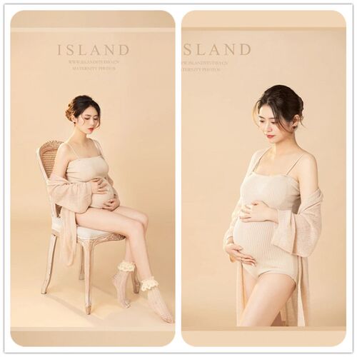 孕妇照服装裸色包身显瘦私房艺术照影楼拍照连体T泳装孕妇摄影服