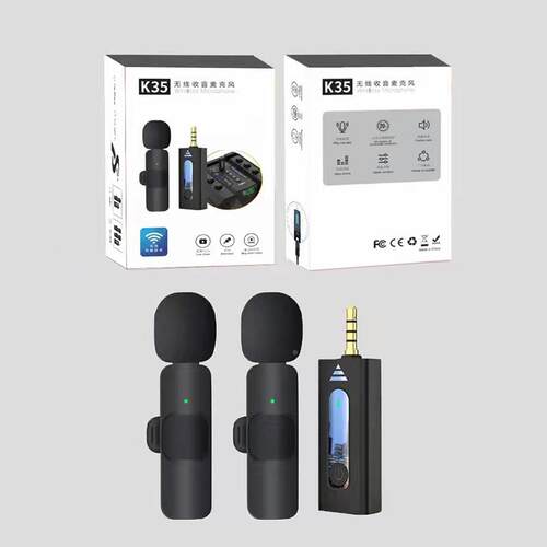 新K35无线麦克风话筒3.5扩音器2.4G降噪收音领.夹麦一拖二