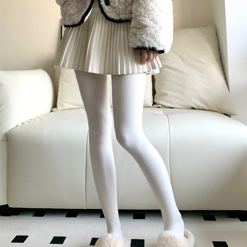 秋冬季加绒连裤袜女加厚保暖显瘦百搭灰色奶咖色连体微压打底裤袜