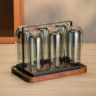 双层咖啡杯家用水杯早餐杯耐热防烫拿铁牛奶简约杯子玻璃杯绿茶杯