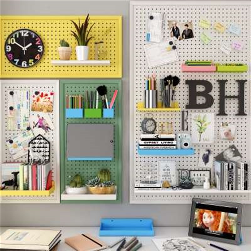 新款洞洞板免打孔置物架厨房工具收纳配件墙上挂钩展示架多功能挂
