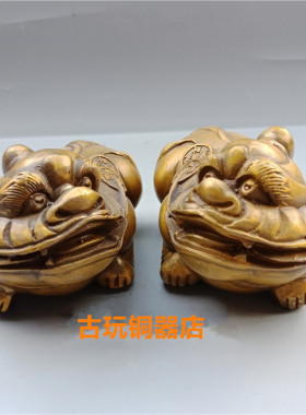 纯铜貔貅手把件j招财客厅办公室貔貅摆设铜皮丘居家工艺品摆件