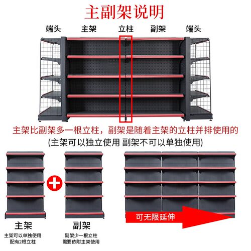 超市货架便利店摆货架小卖部展示架双面多层功能置物W架商店零食