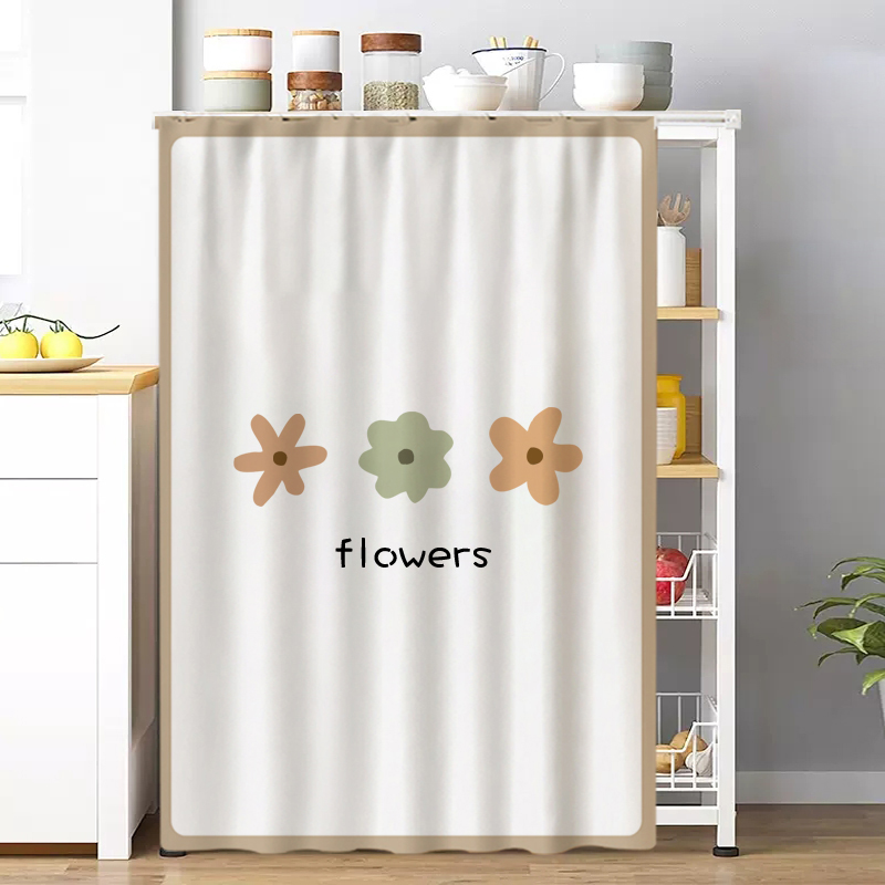 货架遮挡帘免打孔魔术贴厨房橱柜置物架杂物遮丑书柜防尘布帘拉帘