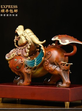 铜貔貅摆件一对招财客厅玄关酒柜办公室聚财貔恘装饰开业乔迁礼品