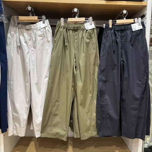 25春夏季新款女装薄款宽松阔腿裤休闲长裤系腰带弯刀裤481028