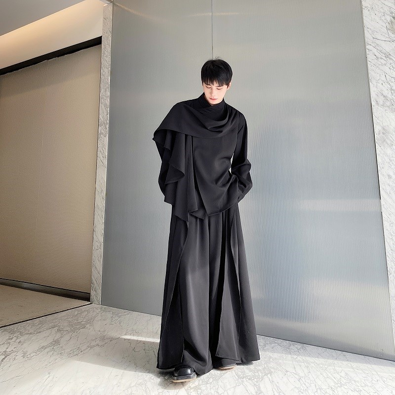 春季立体裁剪不规则多片式男女中式衬衣男个性冷淡风设计感衬衫潮