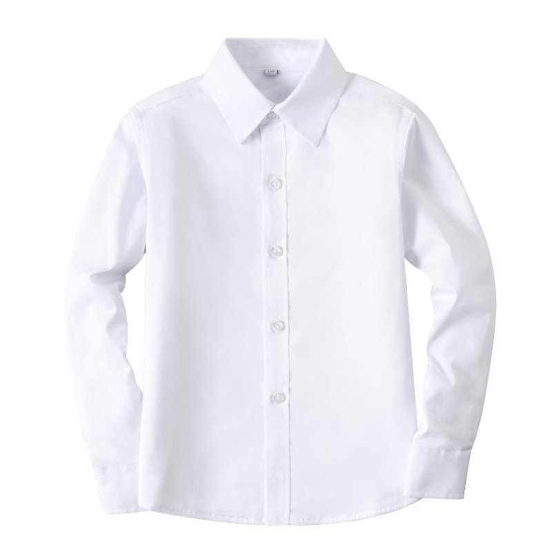 男童白衬衫长袖冬季加绒加厚保暖大童小学生校服儿童白色衬衣
