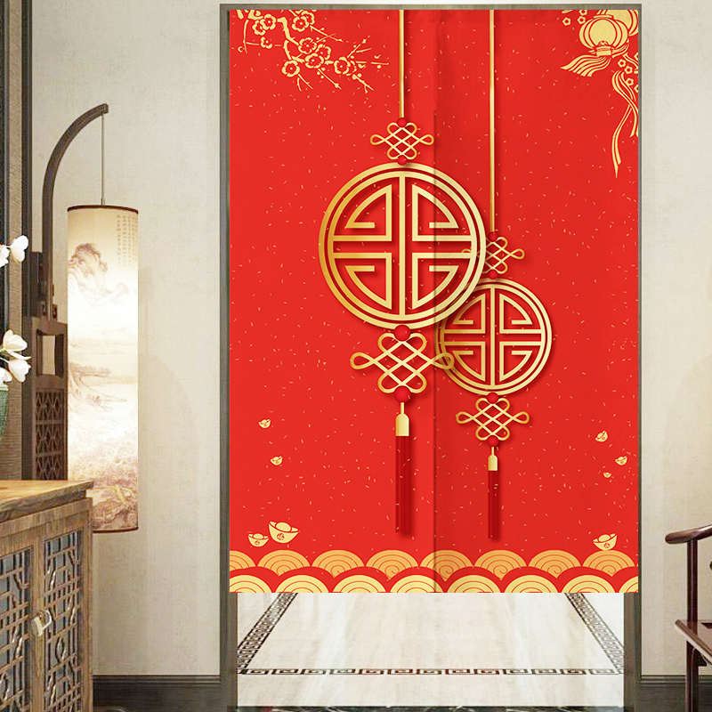 挡风中家用布帘隔断帘卧室帘厨房帘子半中式门帘遮挡卫生间国风