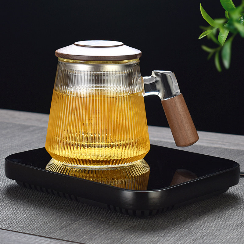 办公室滤茶杯茶水分离泡茶杯专用个人高档玻璃三件水杯大容量男士