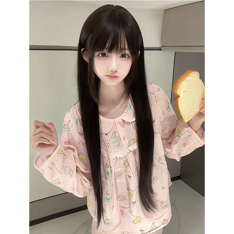布丁兔假发女长发80cm网红lolita长直发自然齐刘海全头.套jk少萝