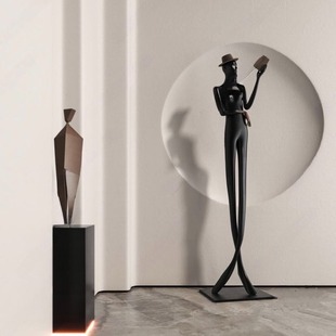 抽象大型落地人像雕塑装 看书人物雕塑艺术品 饰大摆件样板间软装