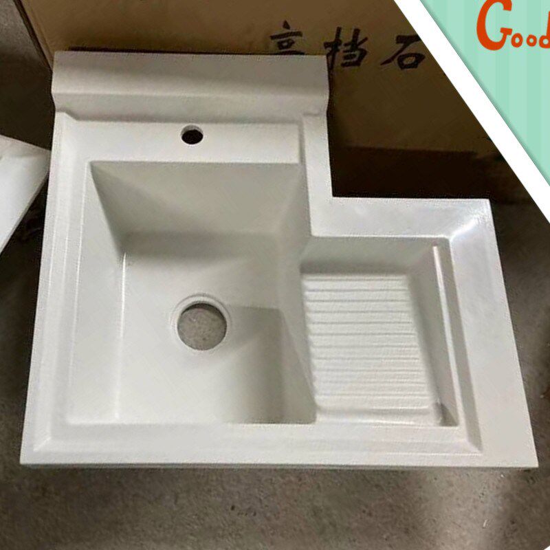 定制切角阳台洗衣池洗衣盆洗手盆一体水池石英石台面洗衣机伴侣柜