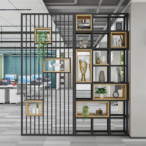 办公室玄关展示j架公司屏风隔断置物架商用铁艺落地商用陈列博古
