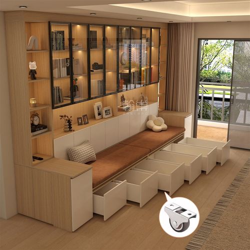 卡座沙发书柜一体整墙客厅背景墙柜多功能书橱定制满墙书柜储物柜