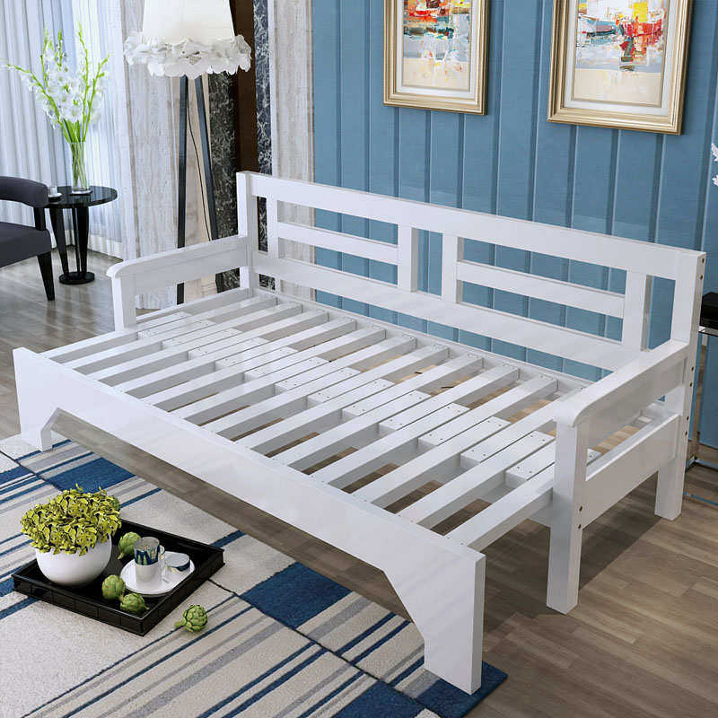 .米51沙发床.小户型书两用2m1简易1可折叠8实木.客厅推拉双人床