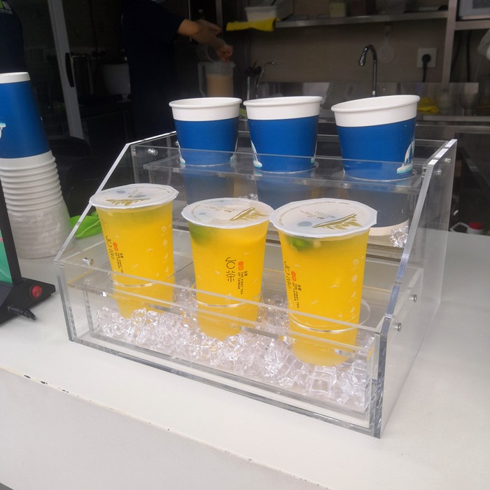 亚克力透明杯架吧l台冰镇饮料陈列奶茶店饮品展示架冷饮鲜榨果汁