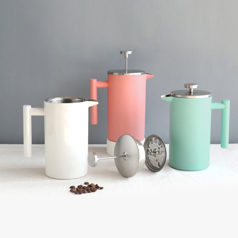 Highwin304不锈钢哑黑色双层法压壶 家用手冲咖啡壶 手动打奶泡器