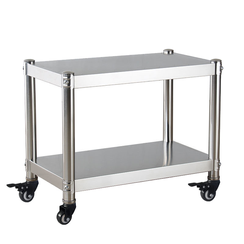 小型带轮子不锈钢置物架两层万向轮厨房储物收纳架落地多层可移动