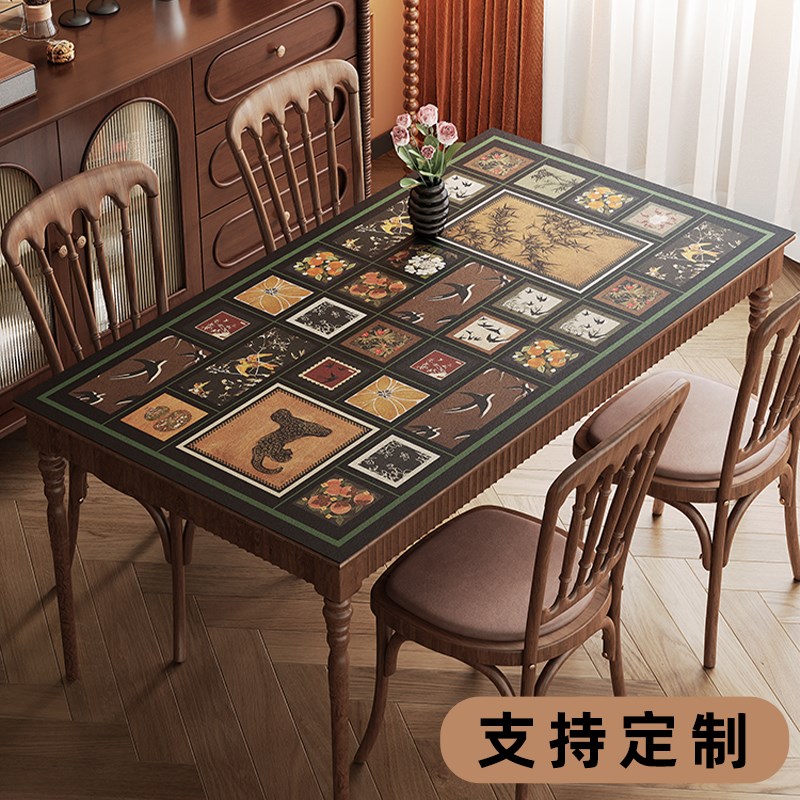 中古风餐桌垫防水防油pvc桌面保护垫隔热垫耐高温茶几Z垫子保护膜