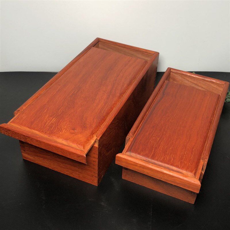 红木抽拉储物盒红花梨木长方形实木制首饰盒办公桌防尘文玩收纳匣