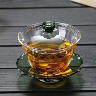 大号手抓敬茶泡茶盖碗 玻璃盖碗茶杯三才盖碗单个家用功夫茶具套装