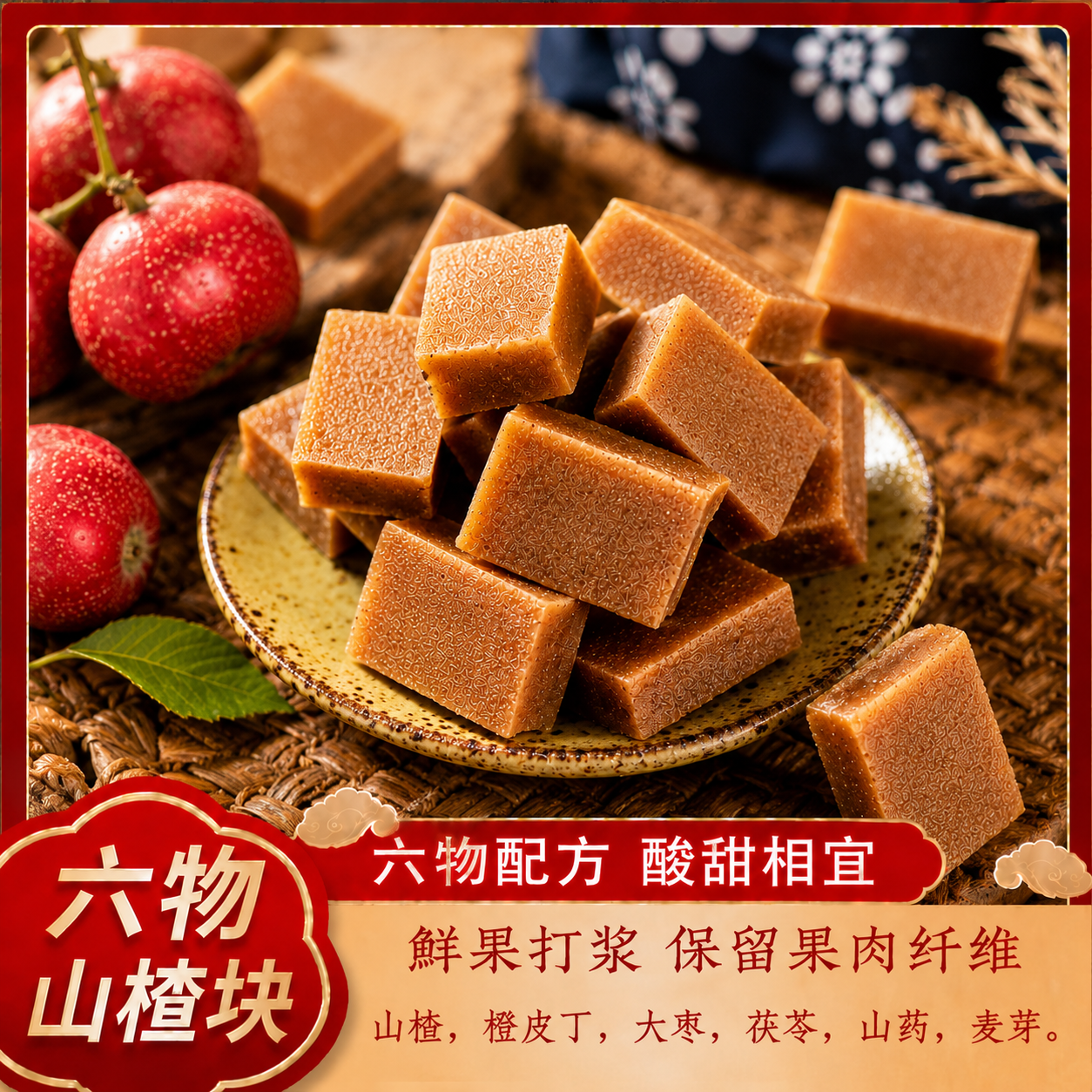 六物山楂块营养全面果胶丰富