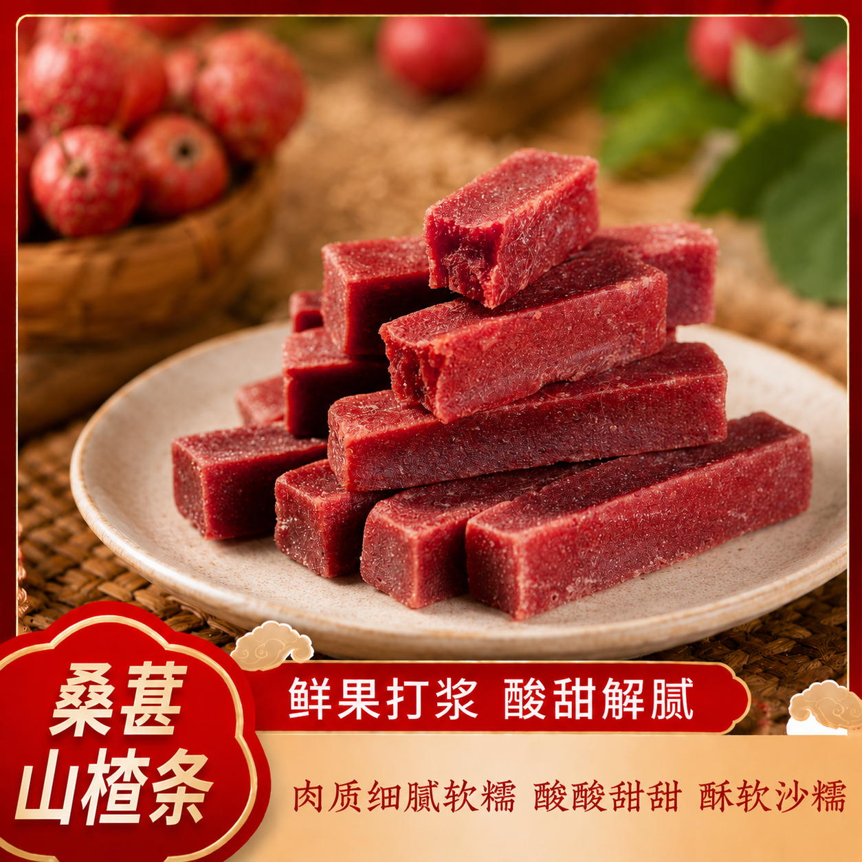 桑葚山楂条鲜果制作低温慢烤