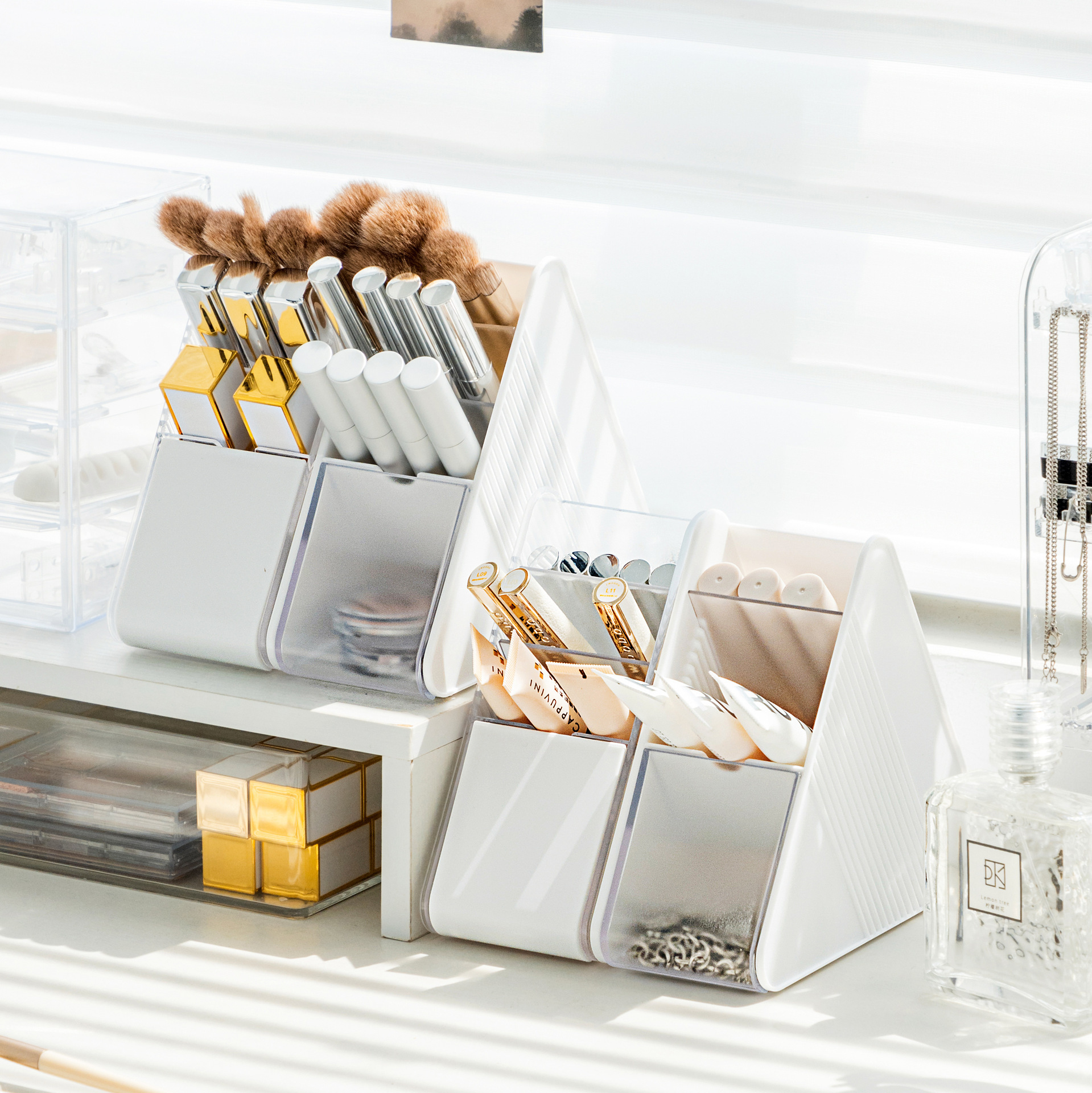 创意三角形多功能笔筒学生桌面时尚风办公用品学习文具收纳整理盒