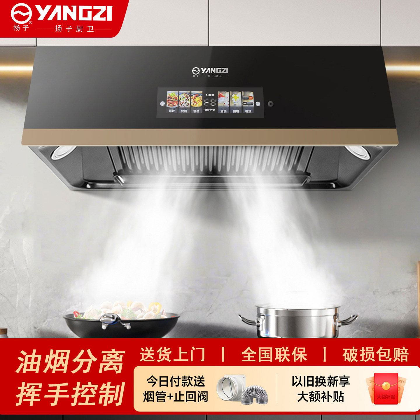 扬子大吸力小型老式脱排吸油烟机图片