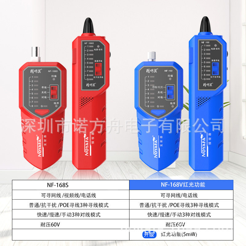 精明鼠寻线仪NF-168V抗干扰网络测线仪POE查线红光寻线器中文版