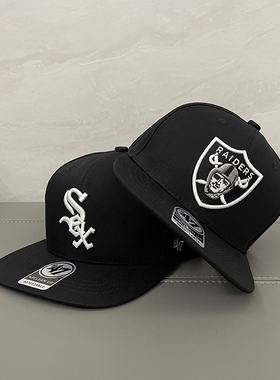 47brand芝加哥白袜队平沿帽硬顶突袭者hiphop嘻哈街舞棒球帽子ins