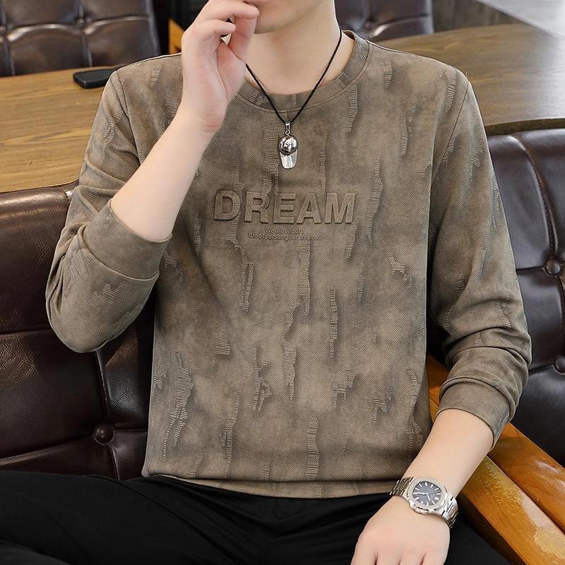 羽轩男装男士秋冬季休闲简约上衣扎钢印绣百搭宽松长l袖显瘦卫衣