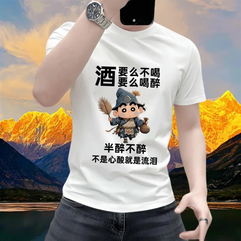 叶天氏1纯棉T恤男士上衣圆领半袖重磅休闲夏季运动百搭轻奢短袖