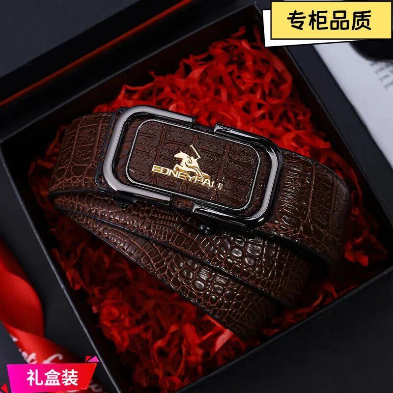 2Awesom Store轻奢男士礼物鳄鱼纹腰带自动扣皮带商务潮流休闲中