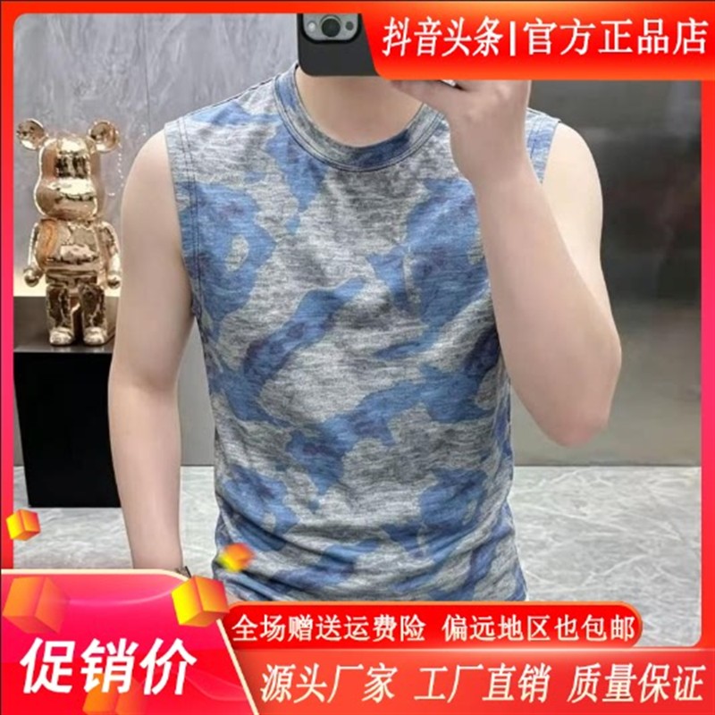 枫善服饰男装Amphelisia夏季男复古圆领无袖背心宽松透气休闲T恤