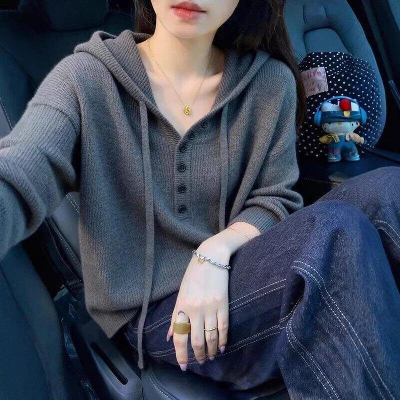 1伽倩韩系高领慵懒风套头针织衫秋季新款收腰保暖显瘦打底上衣