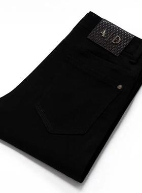 蓝盛轻奢严选三本针秋冬季纯黑不掉色男士合X体直筒百搭弹力牛仔