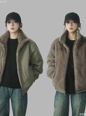 禾创优选百货冬季新款男士双面穿加绒保暖夹克外套保暖棉衣男装