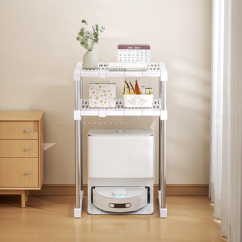 扫地机器人置物架下空式落地家用客厅阳台猫砂盆上方伸缩收纳架子