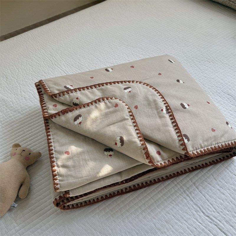 a类儿童全棉双层纱床上用品空调被可水洗纯棉清新可爱大豆夏凉被