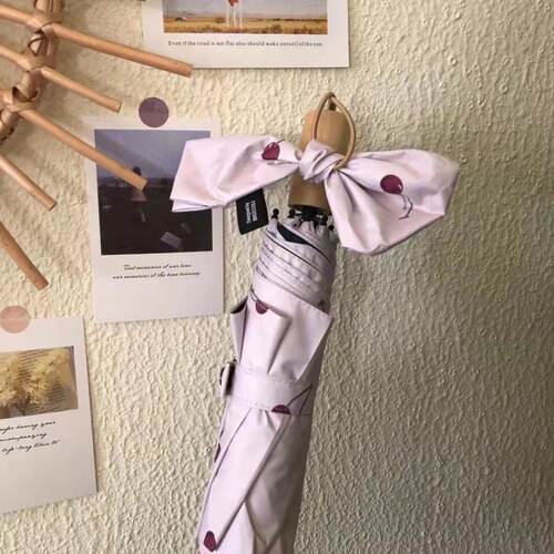 韩系ins三色堇三折伞彩色圆点黑胶遮阳K伞粉色爱心晴雨伞女士伞