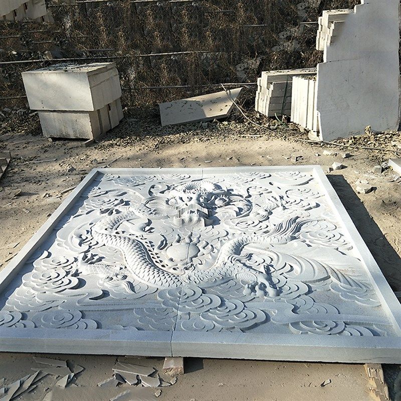 石雕浮雕壁画刻字地雕福字青石板大理石照壁影壁墙中式石窗花雕刻